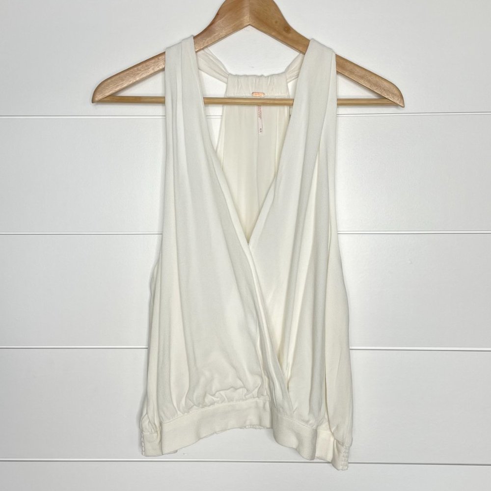 Free People White Surplice Tank Blouse M